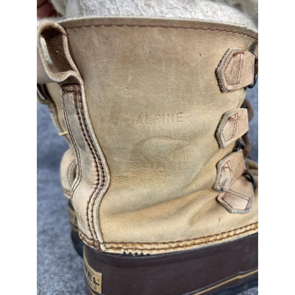 VNTG Sorel Boots Womens 8 Brown Tan Duck Alpine Shearling Lined‎ Snow Winter 90s
